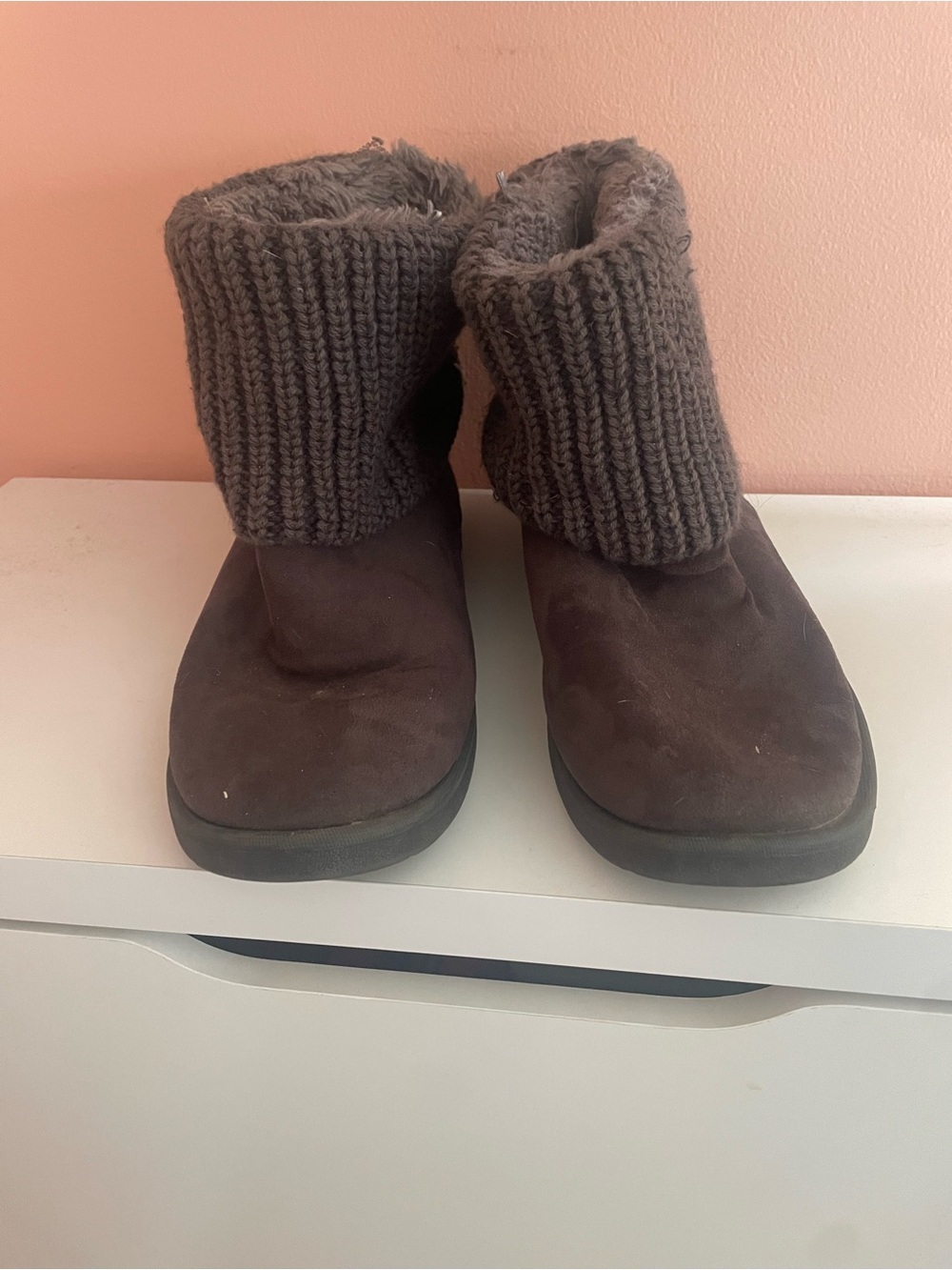 Joe Boxer Women's Knit-Cuff Cozy Ankle Boots - Dark Gray
